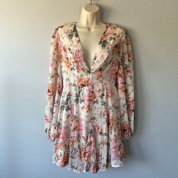 Saints + Secrets Cream/Multi-Color Floral Dress Size M - Picture 1 of 6